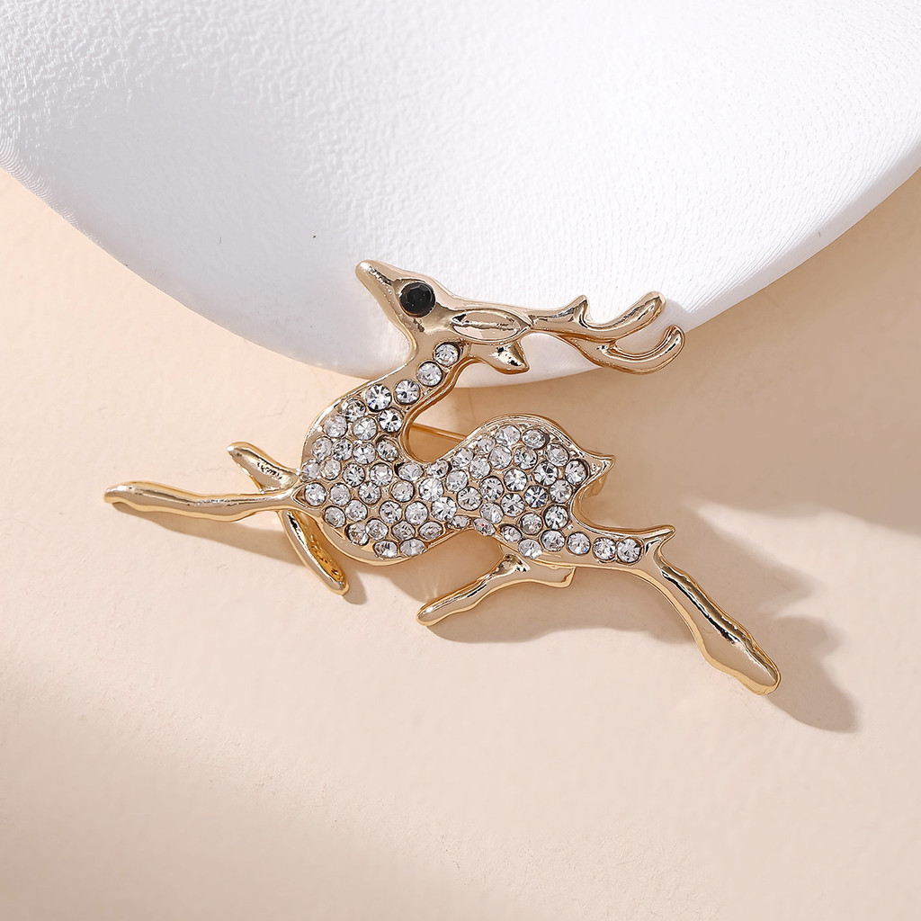 เข็มกลัดกวางเกาหลี Diamond-Studded Anti-glare Collar Pin All-Match Headscarf Jacket Pin
