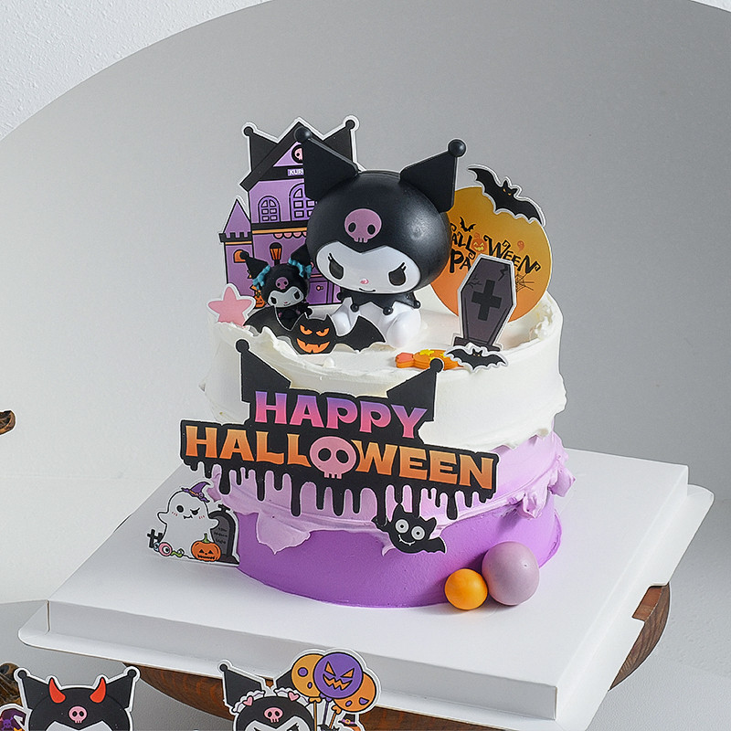 ออกแบบฟุ่มเฟือย2026 ฮาโลวีนสไตล์ใหม่ Kuromi คัพเค้กตกแต่ง Castle Bat Ghost Halloween Carnival Night card ใส่ plugin