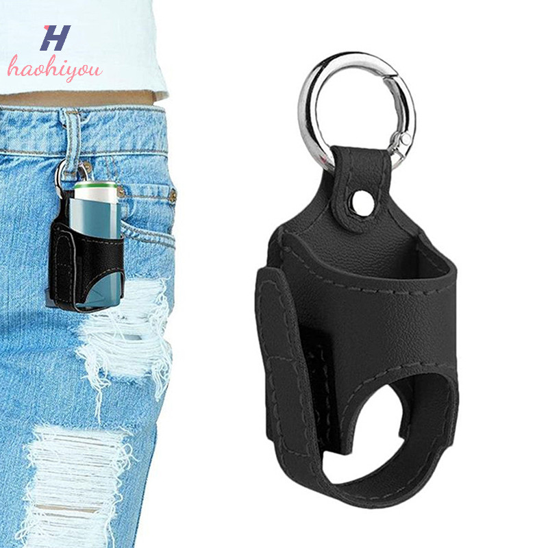 <haohiyou> Inhaler Case Holder หนัง PU Storage Case หัวเข็มขัดโลหะสําหรับ Inhaler สําหรับเดินทางทุกวันโรงเรียนเดินป่าน้ําหนักเบา & Protec Nice