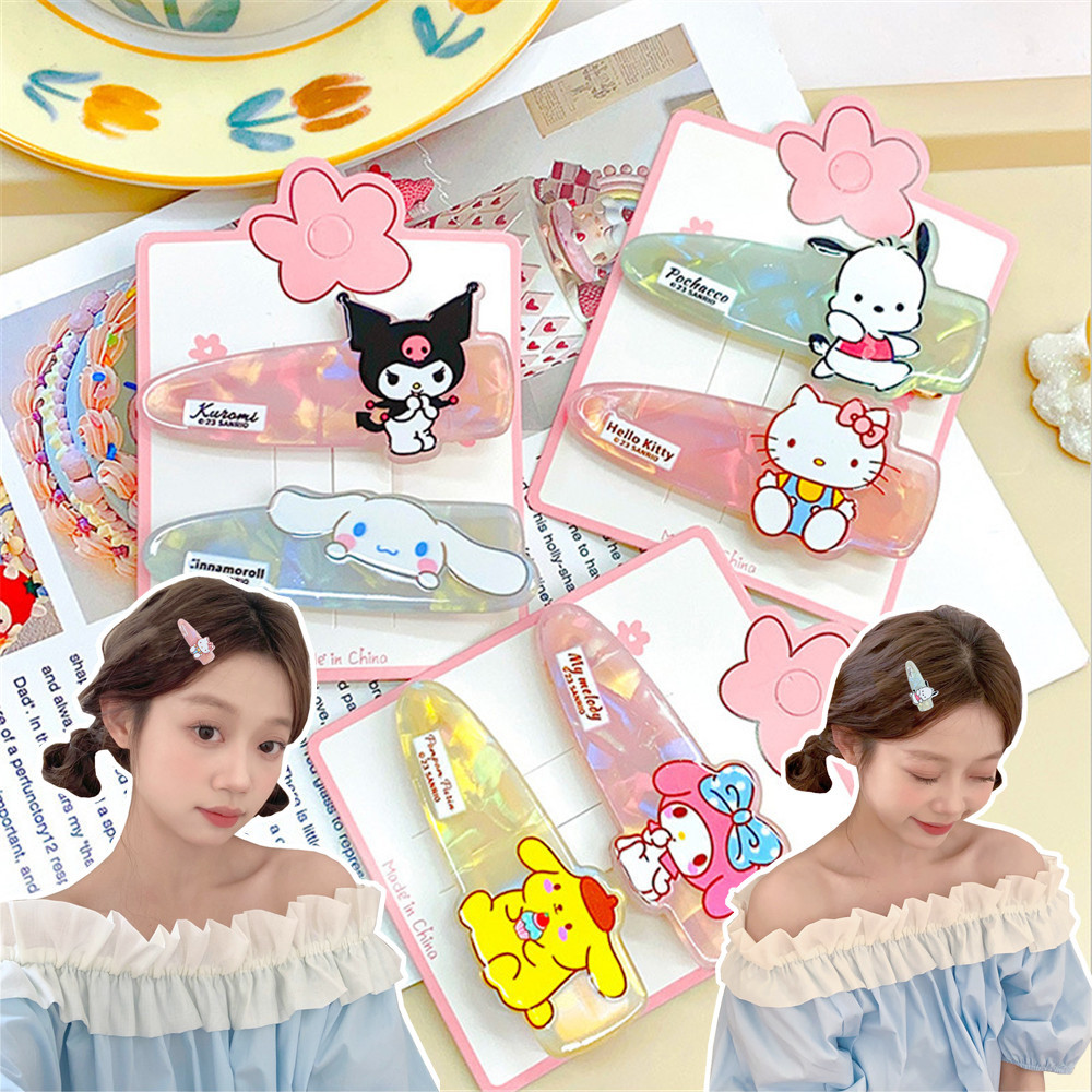 SANRIO กิ๊บติดผมการ์ตูนเกาหลี ซานริโอ สําหรับสาวหวานกับผมม้าผมหักคลิปนักเรียนคลิปด้านข้างเครื่องประดับผม