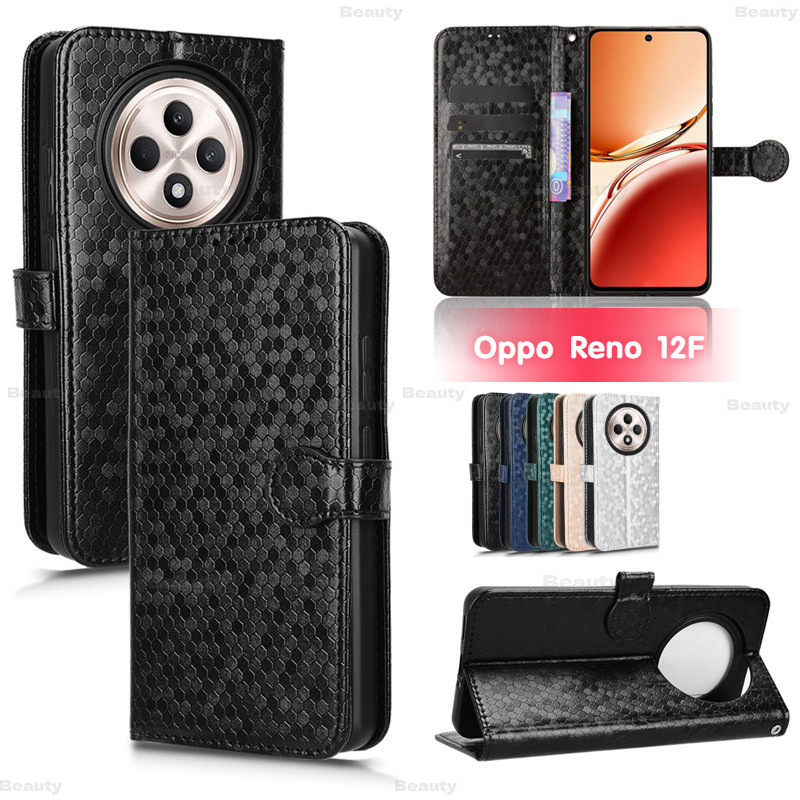 สําหรับoppo Reno 12F 5GกรณีลายDot Flip Cover Reno12F OPPO Reno12 F 11F Reno11F F12 ปลอกPUหนังกระเป๋าสตางค์ป้องกันช่องใส่การ์ดกันกระแทก 12F Reno 12Pro 11Pro
