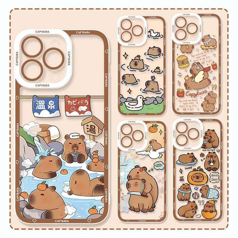 ตลกอาบน้ํา Capybara สําหรับ Realme C63 C65 C67 12 Pro Plus C53 C55 C11 C15 C21Y 5 6 เคสโทรศัพท์การ์ตูนนุ่มโปร่งใสซิลิโคน