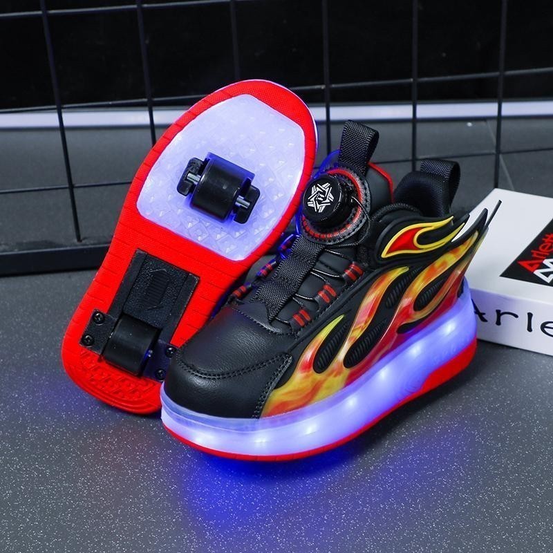 รองเท้าผ้าใบ LED Illuminated Dual Wheel สําหรับเด็กหญิงเด็กชาย พร้อมสต็อก
