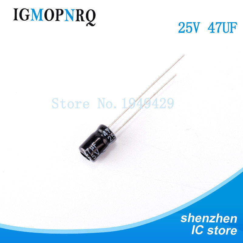 50 ชิ้น/ล็อต 47uf 25v อลูมิเนียม Electrolytic Capacitor 5*7 Electrolytic Capacitor 25 V 47uf
