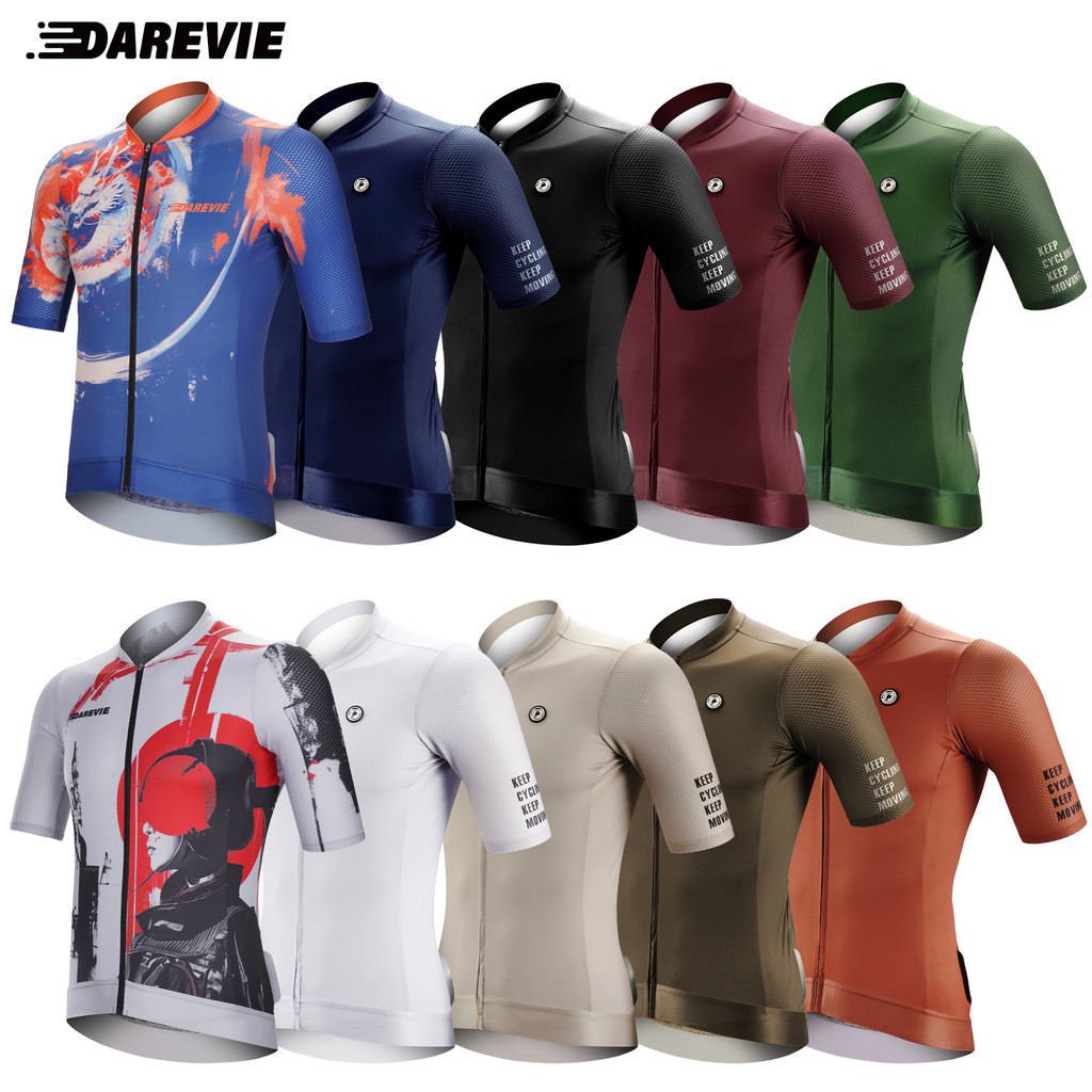 Powerband DAREVIE เสื้อเจอร์ซีย์นักปั่น Slim Fit SPF 50+ ผู้ชายผู้หญิงเสื้อเจอร์ซีย์นักปั่นแฟชั่นเสื้อจักรยาน Pro ทีมคุณภาพสูงเสื้อขี่จักรยาน