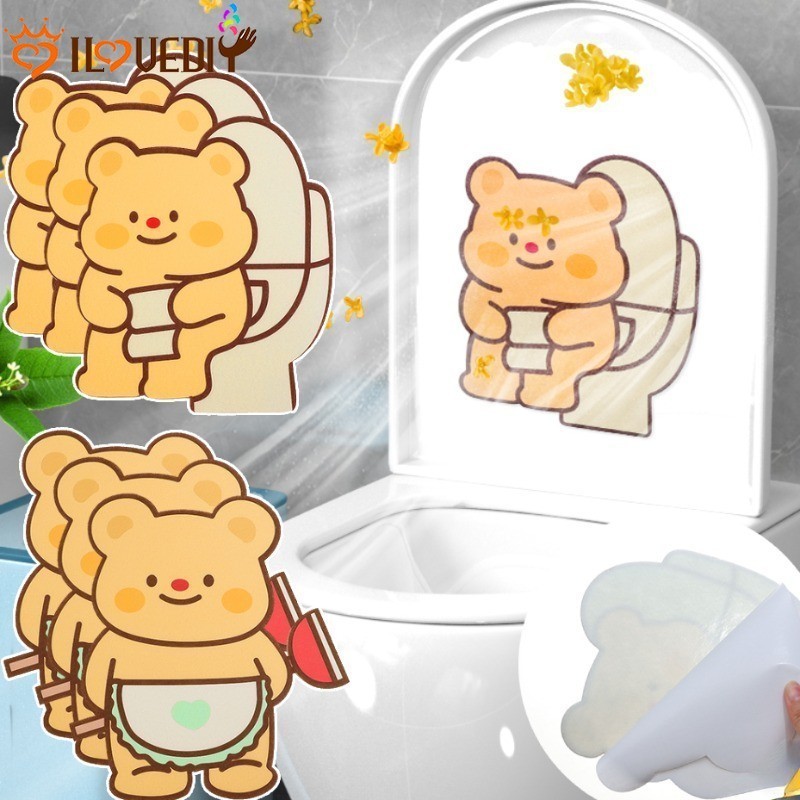 [ ที่โดดเด่น ] แผ่นแปะระงับกลิ่นกายการ์ตูนหมี - กระดาษสักหลาดลดความชื้นในตู้เสื้อผ้า - ด้วยกลิ่นออสมันตัส - ครัวอากาศสดชื่น - สติ๊กเกอร์ดับกลิ่นห้องน้ํากาวในตัว