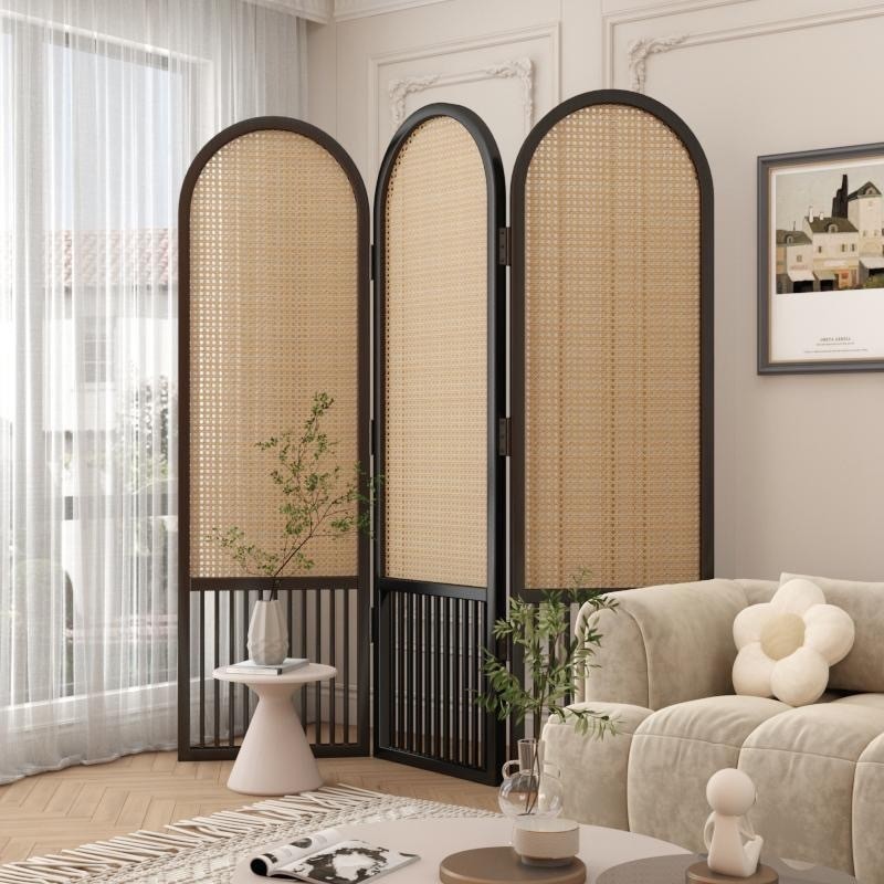 Rattan partition screen living room home decoration foldable partition screen divider room office re