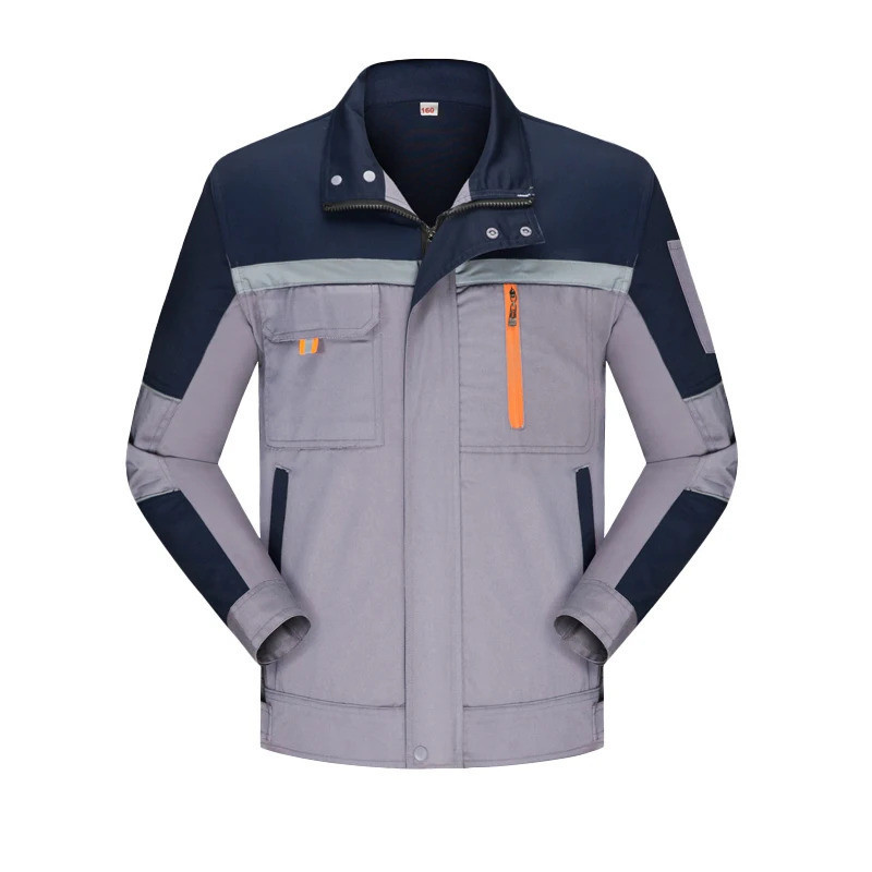 บุรุษโรงงานเสื้อทํางานเครื่องแบบแขนยาวเปิดลงปก ชุดทํางาน มอเตอร์ช่างซ่อมการประชุมเชิงปฏิบัติการสองกระเป๋าเสื้อยืดท็อปส์