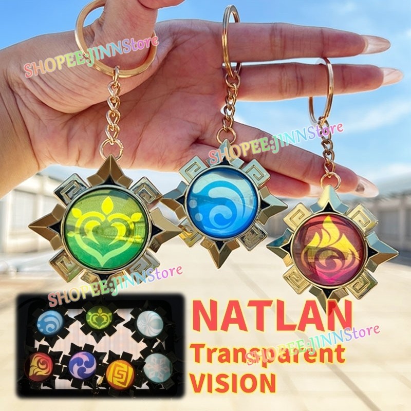 - Jinn - ใหม่ GENSHIN IMPACT NATLAN พวงกุญแจโปร่งใสกระจกสองด้าน Fire Country NATLAN VISION จี้พวงกุญแจคอสเพลย์อุปกรณ์เสริม