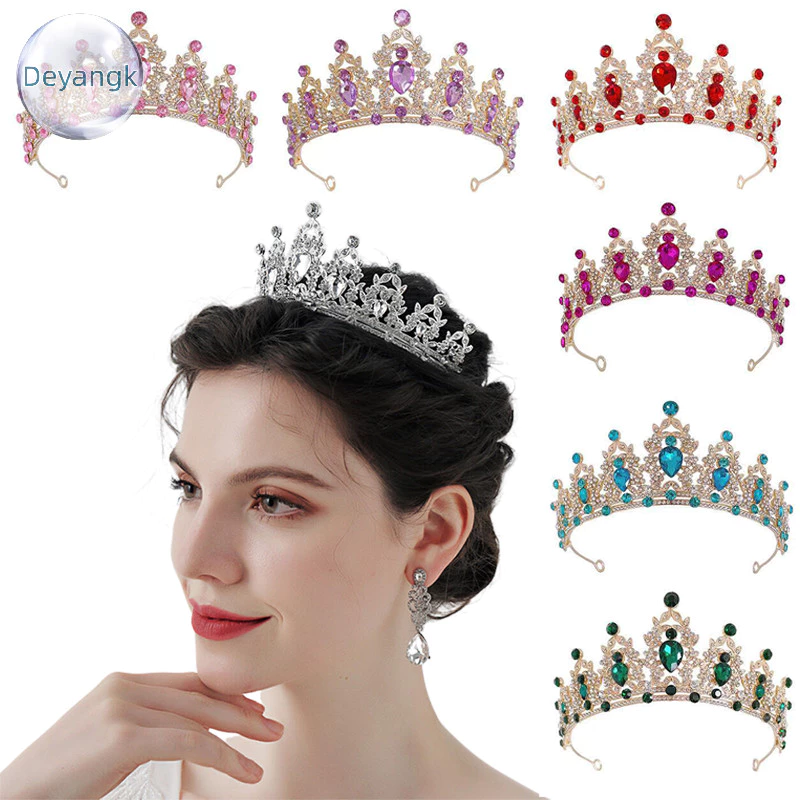 Deyangk คริสตัลเจ้าหญิงมงกุฎอุปกรณ์เสริมผม Tiara สําหรับผู้หญิง Rhinestone งานแต่งงานเจ้าสาวมงกุฎเครื่องประดับใหม่ TH
