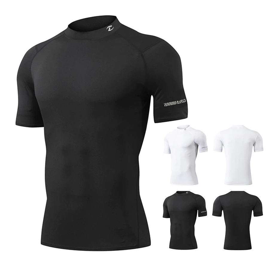 mvp sport เสื้อเชิ้ตแขนสั้นผู้ชาย เสื้อกีฬา เสื้อบีบอัด PRO COMBAT โลโก้สะท้อนแสงบนแขนเสื้อ[กทม. พร้อมส่ง]