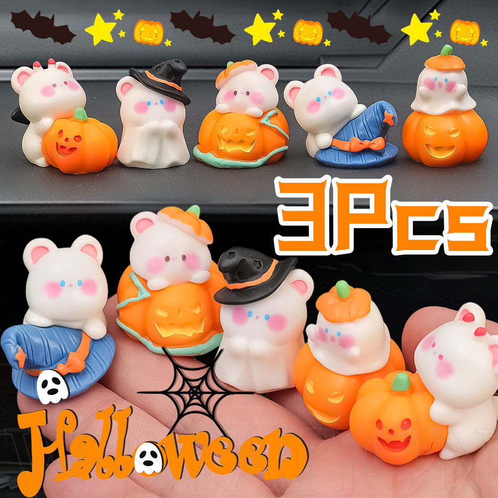 เครื่องประดับแดชบอร์ดรถฮาโลวีน 1/2/3 ชิ้น - หมีแม่มด ฟักทอง หมวกพ่อมด - มินิ น่ารัก ตลก - ไมโครภูมิทัศน์ ขนาดเล็ก - โฮมออฟฟิศเดสก์ท็อปตกแต่ง