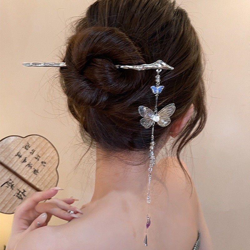 โลหะผีเสื้อพู่ผมติดสไตล์คริสตัลลูกปัดกิ๊บผู้หญิงอุปกรณ์ผม - รูปที่ 4