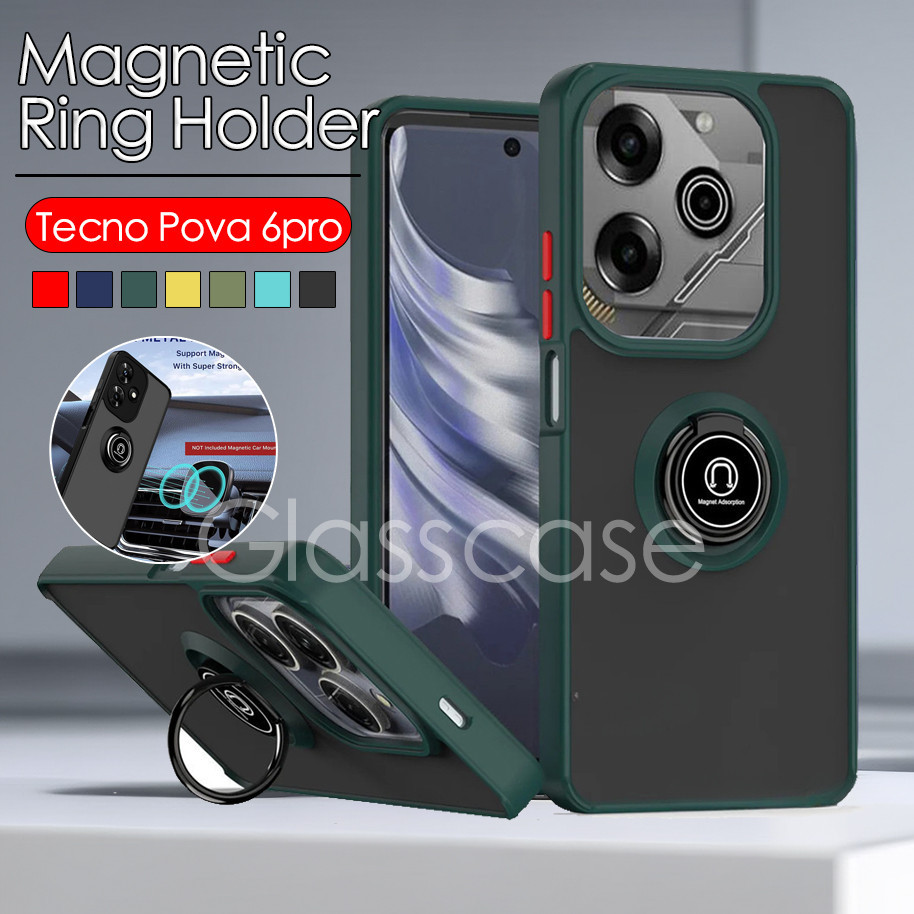 Tecno Pova 6 pro สําหรับ Tecno Pova 6 pro 6pro Pova6 Pova6pro 5G 2024 Matte แหวนเคสโทรศัพท์กันกระแทก
