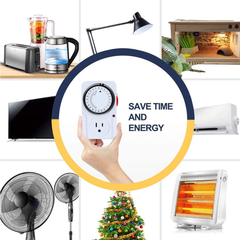 24 Hours Timer อนาล็อค ปลั๊กตั้งเวลาเปิด-ปิด อุปกรณ์ไฟฟ้า อัตโนมัติ 24ชั่วโมง รุ่น GMT04-VN ใช้ตั้งเวลาเปิด-ปิดไฟ - รูปที่ 2