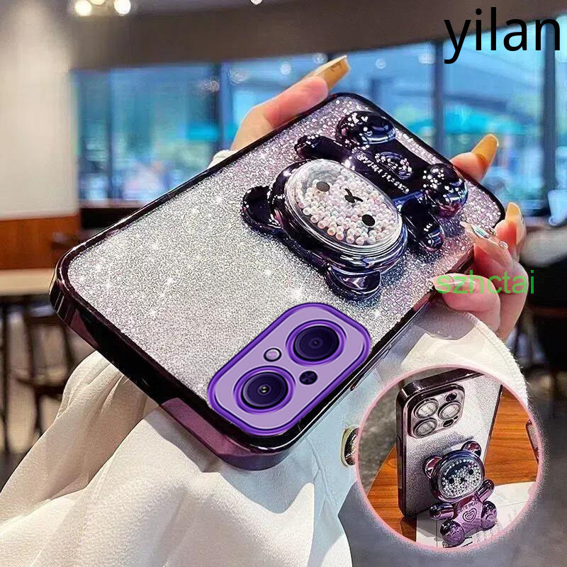 เคส Oppo Reno 8z 5G oppo Reno 7z 5G Reno7 Reno 2f Reno 6 Reno 6Z 5G Reno5 Reno 4 วงเล็บหมุน 360 °เคสโทรศัพท์บรรเทาความเครียดหมีลูกปัดสีสันสดใสขาตั้งพับได้เคส TPU แบบนุ่ม