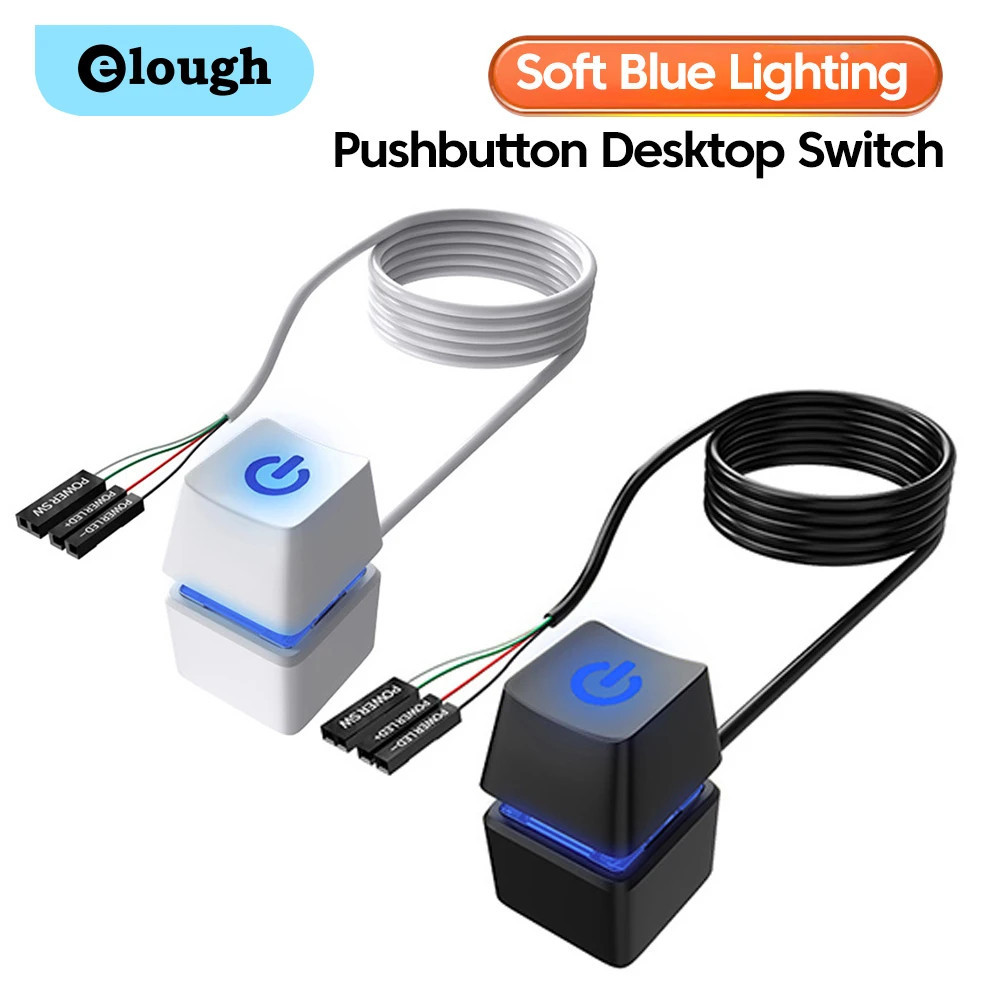 Elough 1.8M คอมพิวเตอร์เดสก์ท็อปสวิทช์ไฟ LED สีสันสดใสสําหรับโฮมออฟฟิศเมนบอร์ดพีซีภายนอกเริ่มต้นเปิด/ปิดปุ่มสายต่อ