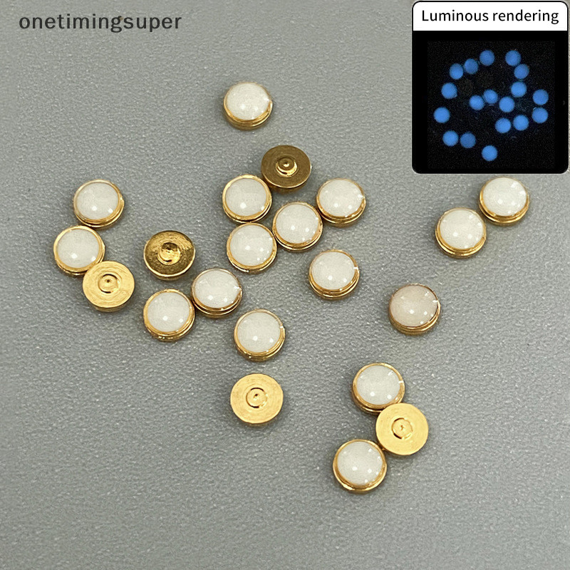 Onetimingsuper ลูกปัดสีขาวสีฟ้าสีเขียว Luminous Pip นาฬิกา Bezel ใส่ 12 OClock Lume Pearl Dot Mod อะไหล่อุปกรณ์เสริม OTP