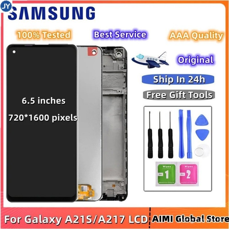 เดิมคุณภาพ AAA ซัมซุง Galaxy a21s a217จอ LCD หน้าจอสัมผัสแบบดิจิตอลแผงเปลี่ยนไม่มีพิกเซลตาย