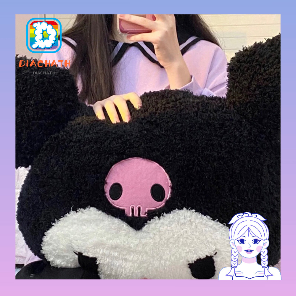 Dichath ตุ๊กตาคุโรมิ, ตุ๊กตาหมอน Kuromi ขนาด 45 ซม., ตุ๊กตาพีชน่ารัก Super Soft Melody ของเล่นตุ๊กตาของขวัญวันเกิด