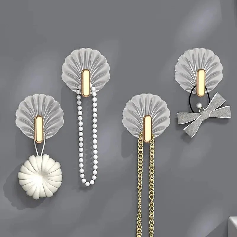 ตะขอติดผนังอะคริลิครูปเปลือกหอย ตะขอติดผนัง มีกาวในตัว ไม่ต้องเจาะ - รูปที่ 4