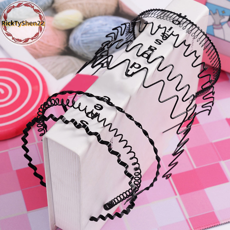 Ricktyshen โลหะผู้ชายผู้หญิง Unisex คลื่นสีดําผม Hoop ล้างหน้า 5 มม.กว้างแฟชั่น Simple Sport Hairband อุปกรณ์เสริมผม TH