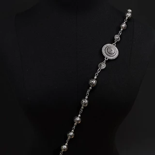 Vintage Jewelry สังวาลย์ สีเงิน ชุดไทย ประดับ ลูกปัด สร้อยคอแฟชั่น ผู้ใหญ่