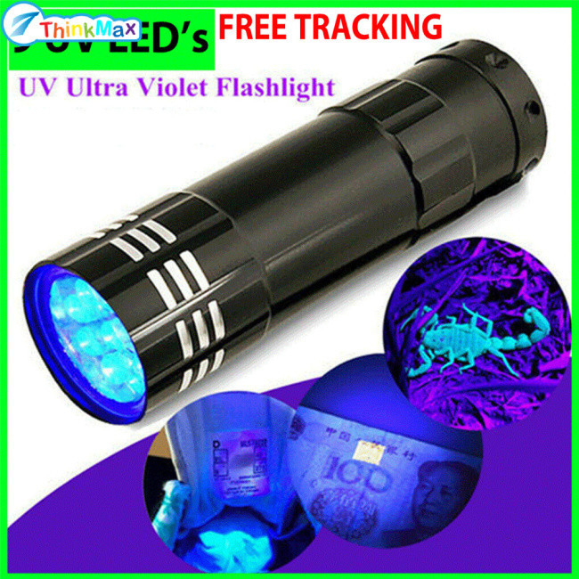 ของแท้100%! 9 Uv Led ไฟฉายอัลตราไวโอเลตไฟฉายเรืองแสงขนาดเล็กอเนกประสงค์น้ําหนักเบาแบบพกพากลางแจ้ง