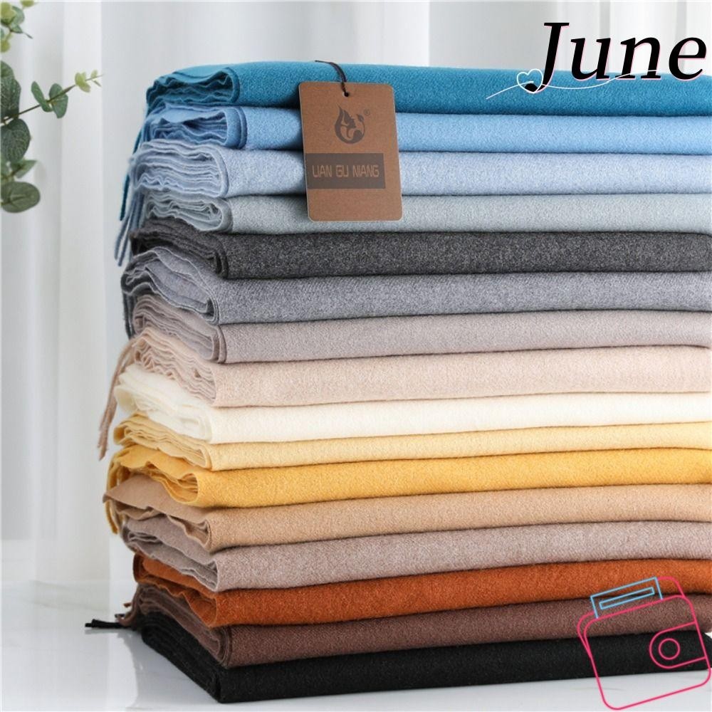 June ผ้าพันคอเลดี้ผ้าห่มหนาอบอุ่น Pashmina ผ้าคลุมไหล่แคชเมียร์