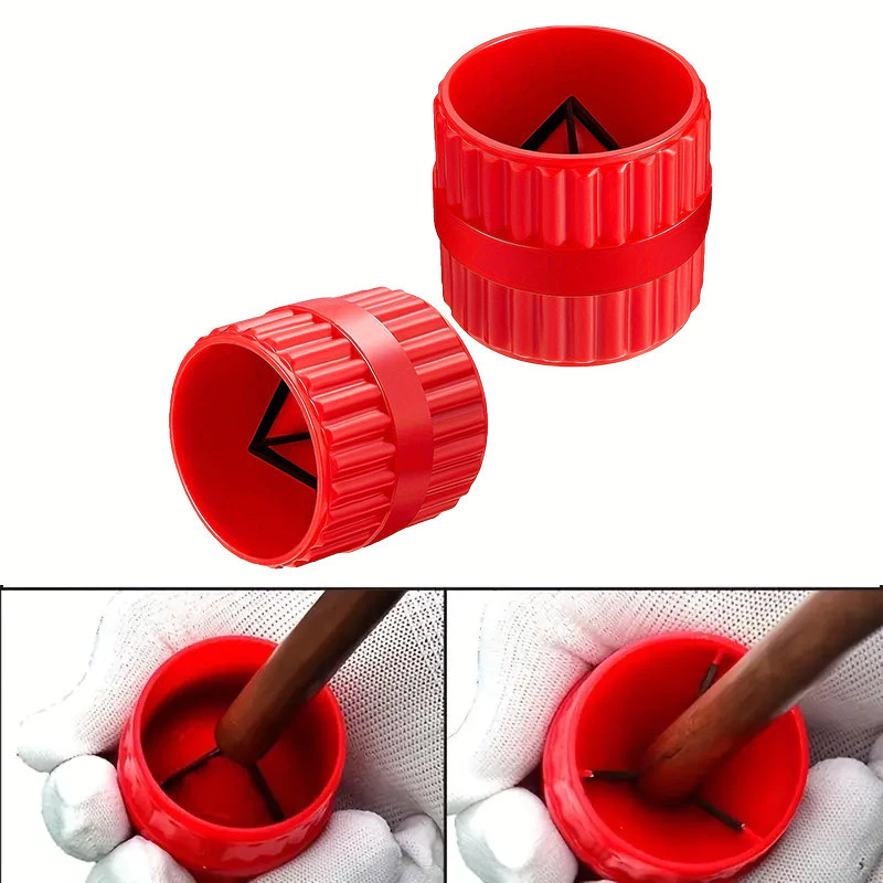 1 PC ท่อ Deburring Reamer สีแดง Inner-Outer Reamer ท่อ Chamfer เครื่องมือสําหรับ PVC ทองแดงอลูมิเนียมหลอด