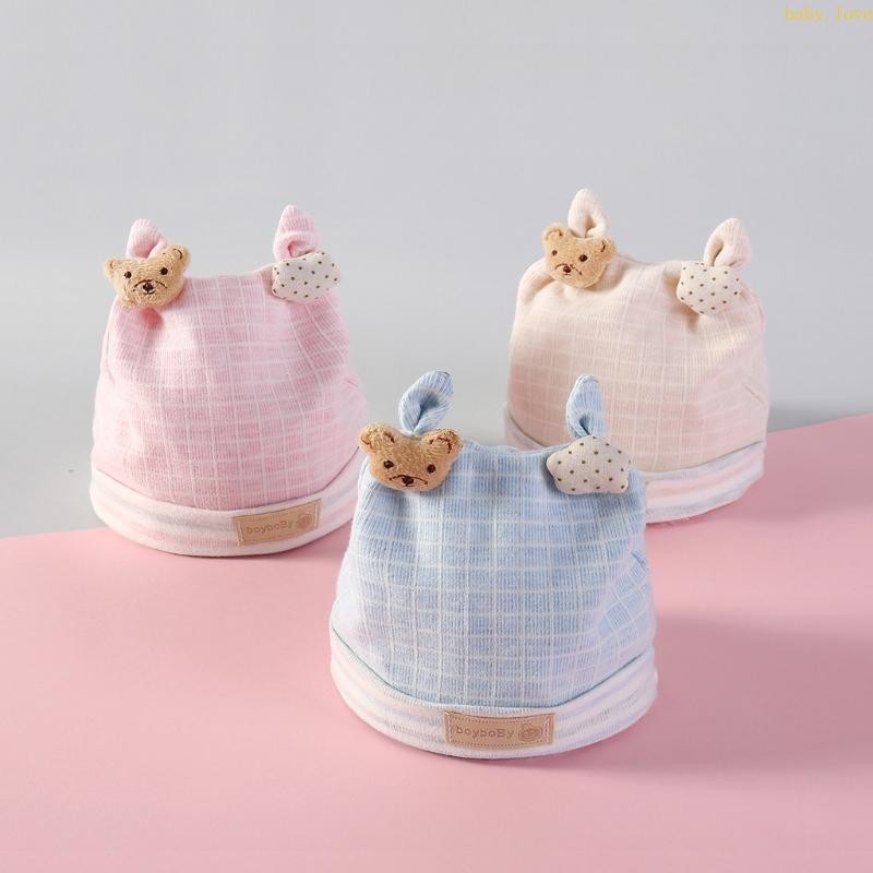 Blove* 0-3 เดือนเด็กทารกผ้าฝ้ายนุ่มหมวกหมวก Headwear เด็กน่ารักหมีดาวหูหมวก
