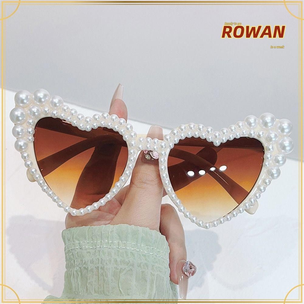 Rowans Cat Eye แว่นตา, Y2K 90s เลียนแบบแว่นตากันแดดกรอบมุก,ฮาโลวีน UV400 รูปหัวใจ Beach Party แว่นตากันแดดสําหรับผู้หญิงและผู้ชาย