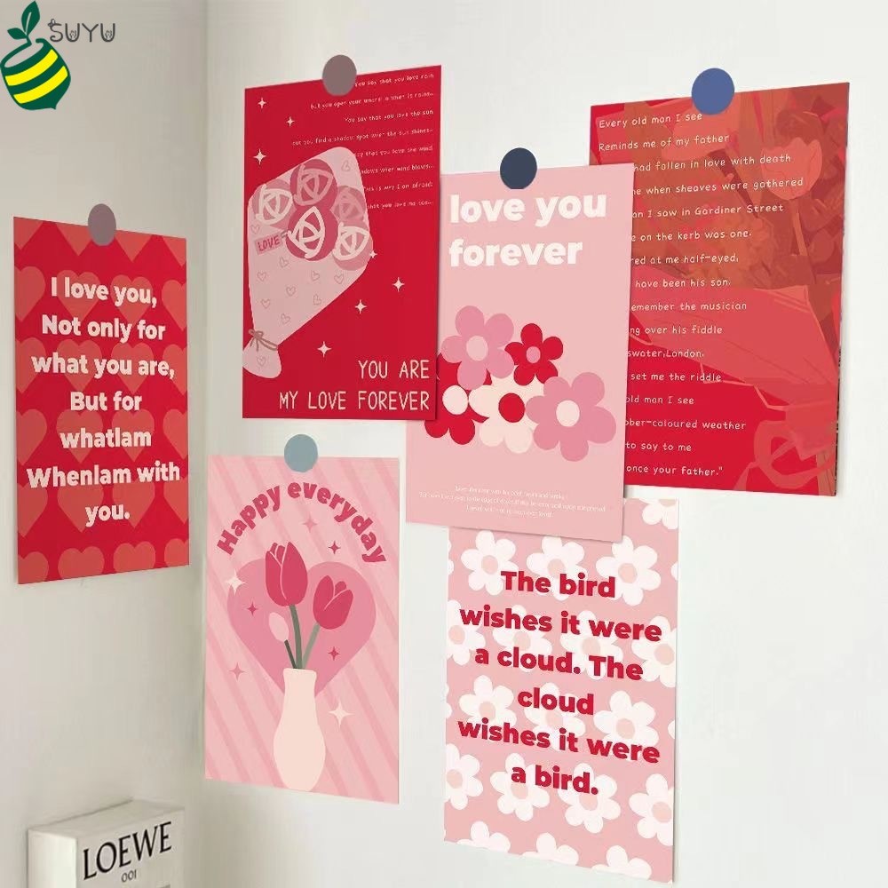 10 ชิ้น สีชมพู ธีม Heartfelt คําสารภาพ โปสเตอร์ สติกเกอร์ การ์ด DIY ตกแต่งผนังบ้าน สติ๊กเกอร์ติดผนัง สําหรับตกแต่งห้องนอน ห้อง