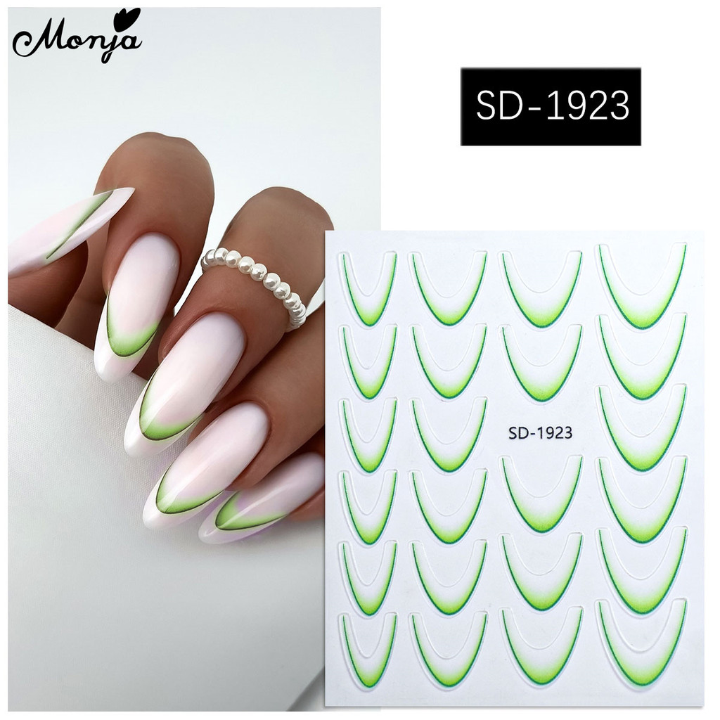 Monja สติกเกอร์นูน3D สติ๊กเกอร์ติดเล็บนูนสติกเกอร์เล็บที่มีสีสันกาวด้วยตนเองเล็บตกแต่งเล็บ - รูปที่ 2