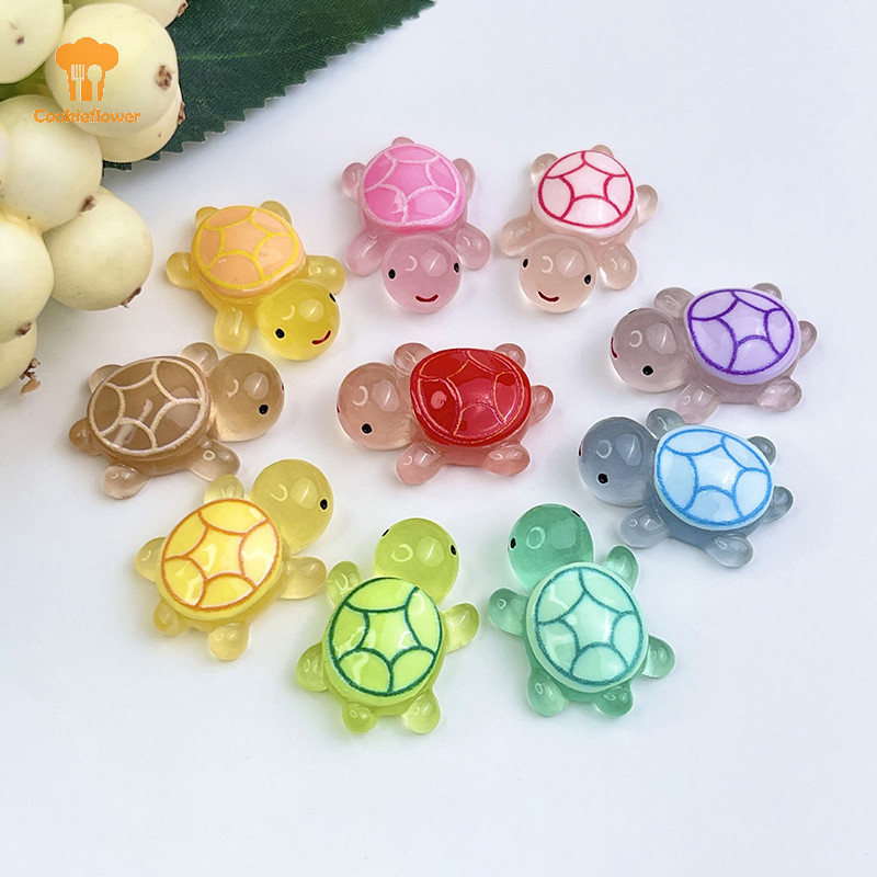 CKFR 4 ขนาดเต่าส่องสว่างตกแต่งบ้านภูมิทัศน์งานฝีมือเรซินเต่าเรืองแสงสวนปลา Miniatures เครื่องประดับตกแต่งใหม่