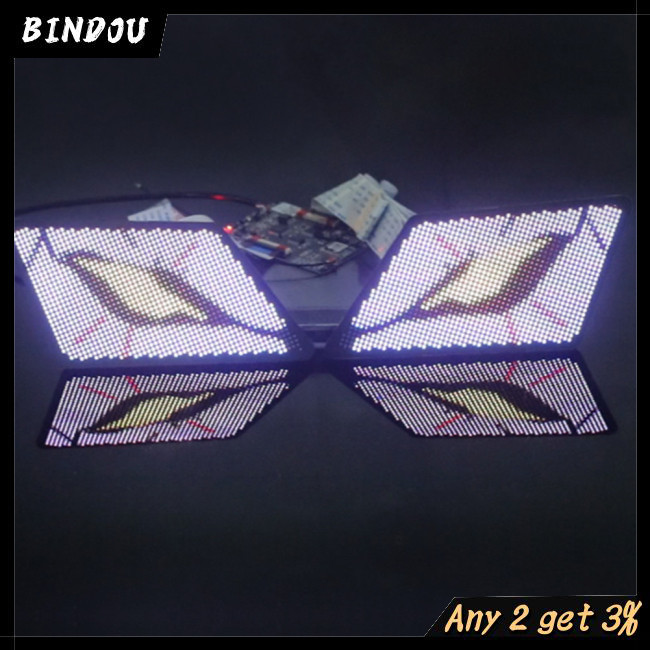 [BIN] ไฟหน้าป้าย Led รถยนต์โปรแกรม 2 ชิ้น, ไฟหน้ารถ Led แบบไดนามิก, Universal 5 V/12 V ป้ายรถจอแสดงผล Led