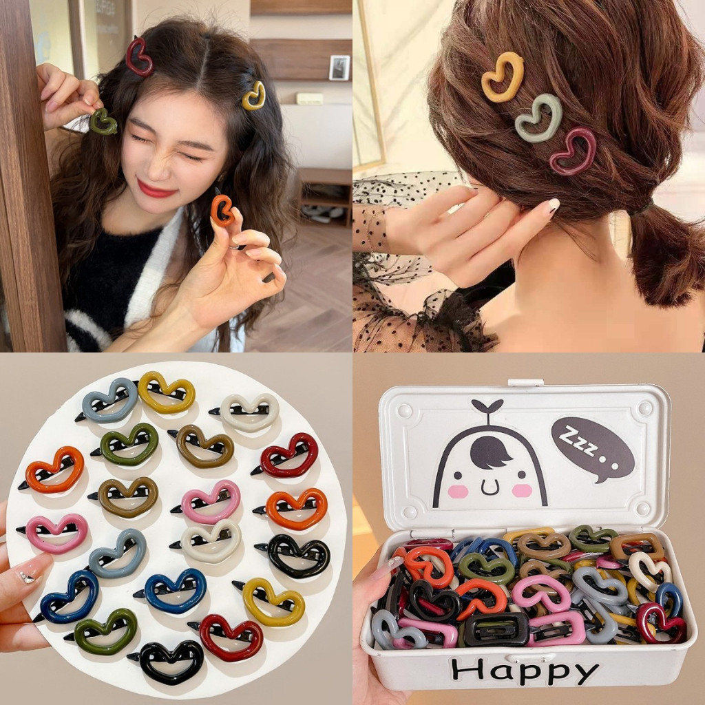 ตัวหนีบผมรูปหัวใจ/ขนาดเล็กกบสีชมพูสไตล์เกาหลีน่ารักสําหรับแฟน