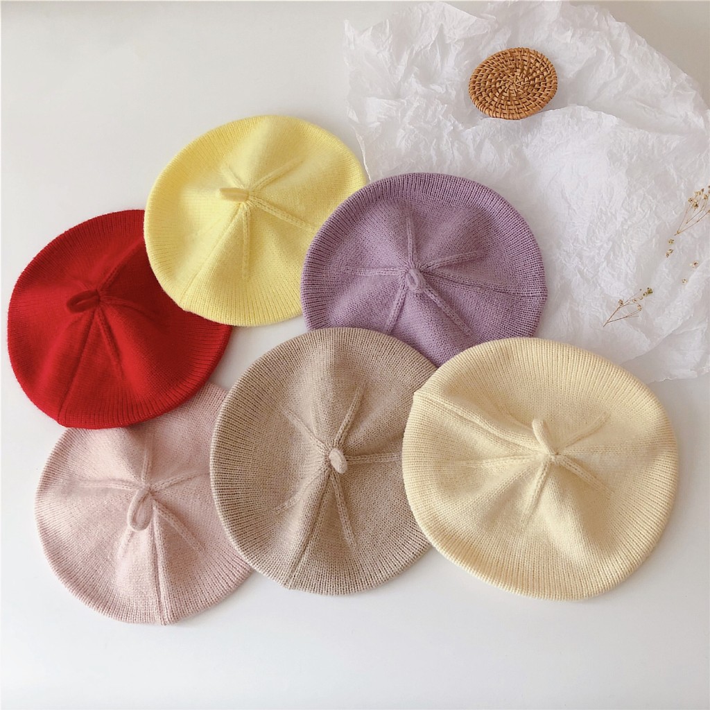 ฤดูหนาวเด็กเกาหลีถักหมวกหมวกเบเร่ต์เด็กนุ่มจิตรกรหมวกขนสัตว์5เดือน-3ปี