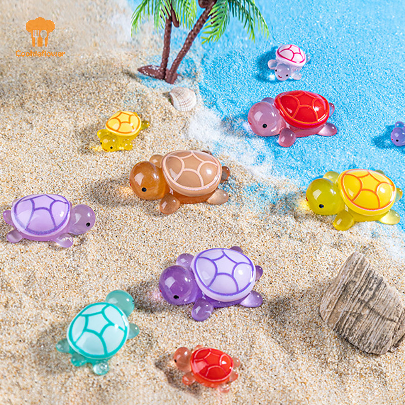 Ckfr น่ารักการ์ตูนเรซิ่น Mini Luminous เต่าเครื่องประดับ Aquarium ปลา Figurine Miniature Desktop DIY อุปกรณ์ตกแต่งบ้านของขวัญใหม่