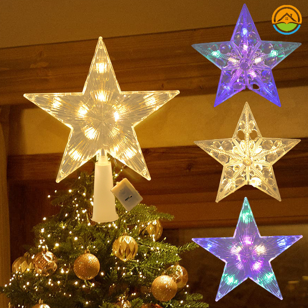 เรืองแสงต้นคริสต์มาส Top Star Shining โคมไฟ - ไฟ LED ห้าแฉกดาวสีสันสดใส - ตกแต่งบ้านปาร์ตี้คริสต์มาส
