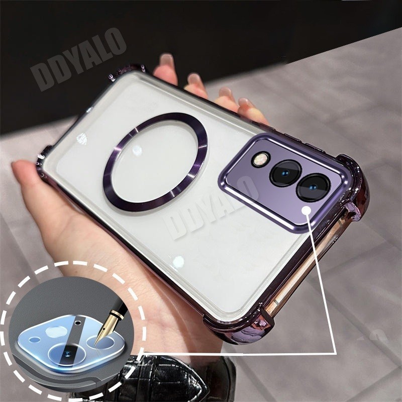 พร้อมฟิล์มเลนส์Airbag สําหรับ OPPO A3 Pro 5G เคสโทรศัพท์แบบนุ่มพร้อมแม่เหล็กดูดโปร่งใสกันกระแทก Clear ฝาหลัง