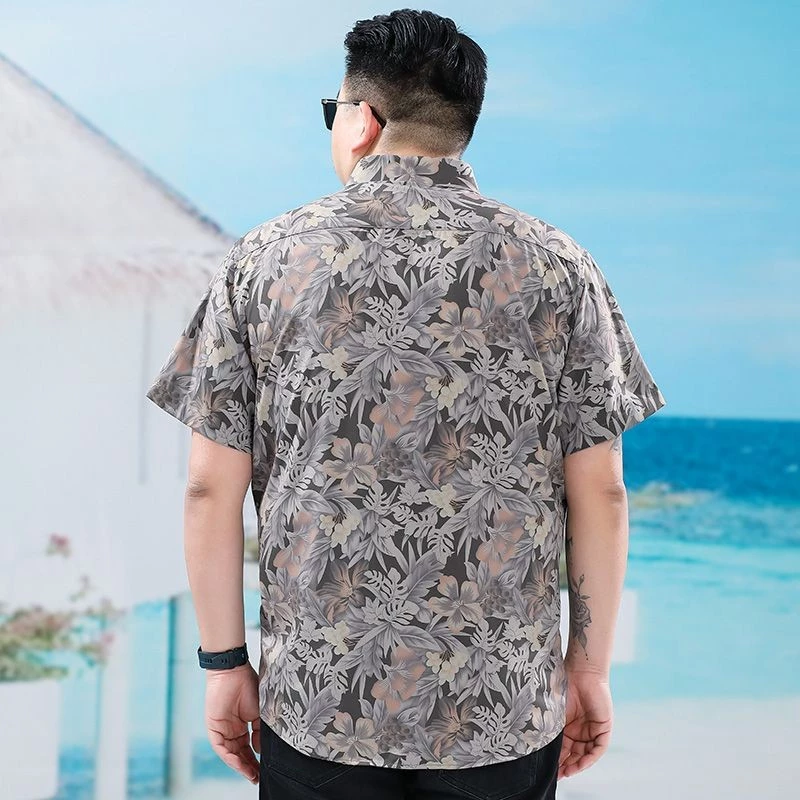 เสื้อแขนสั้นลายดอกไม้ลายพราง ไซส์ใหญ่ 50-150 กก. ชาย thumbnail 9