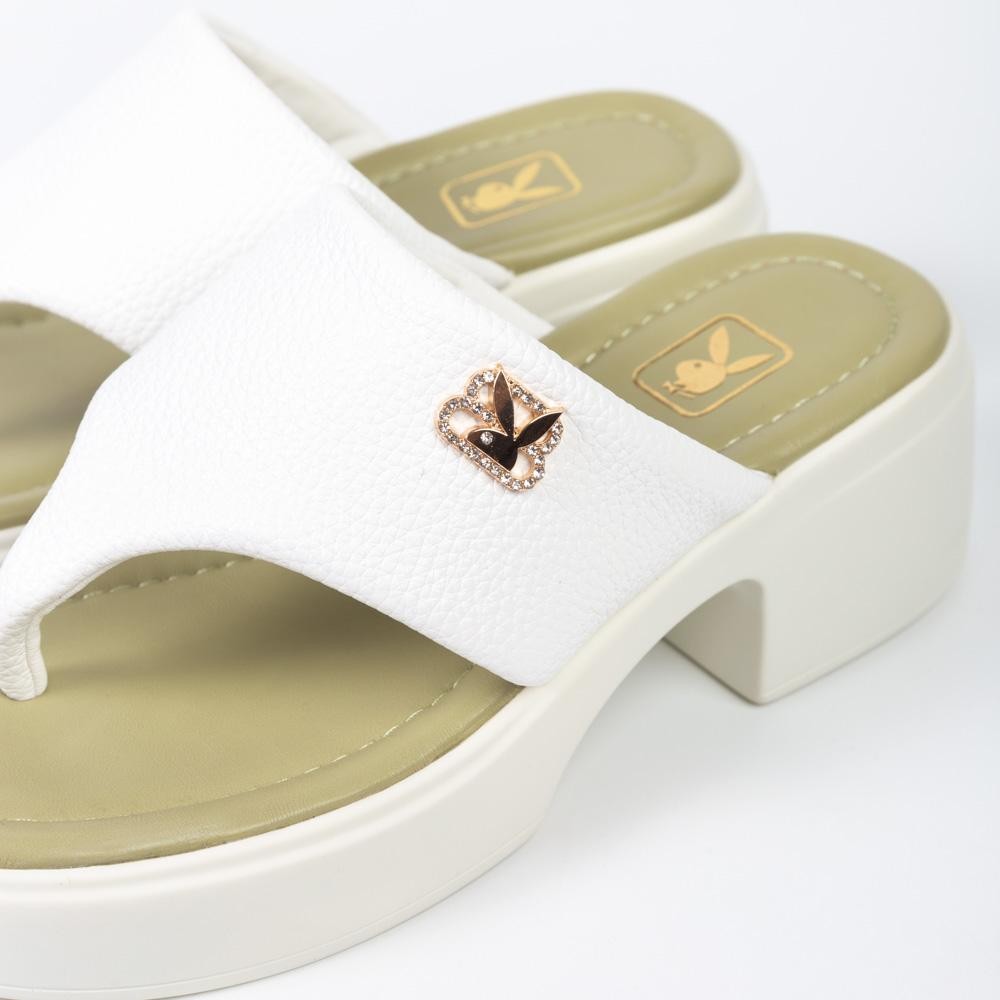 Playboy รองเท้าแตะส้นหนา ลิขสิทธิ์แท้ รุ่น ST-H243C1182 ดีไซน์รองเท้าส้นหนาแบบหนีบ มี 2 สี สีขาวและสีดำ