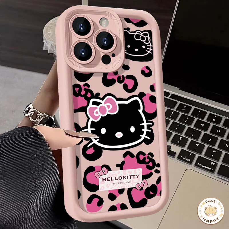 ลายการ์ตูนHelloKittyสุดน่ารักลายเสือดาวกราฟิตี้โ แองเจิลอา เคสIPhone 11 13 14 15 12 Pro Max X XR XS 