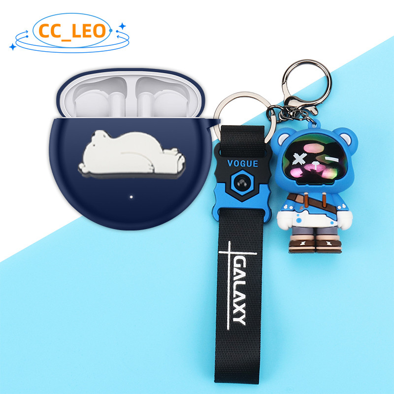 For Honor Earbuds X6 Case Cartoon Creative Bear Keychain Pendant Honor Earbuds X6 Silicone Soft Case