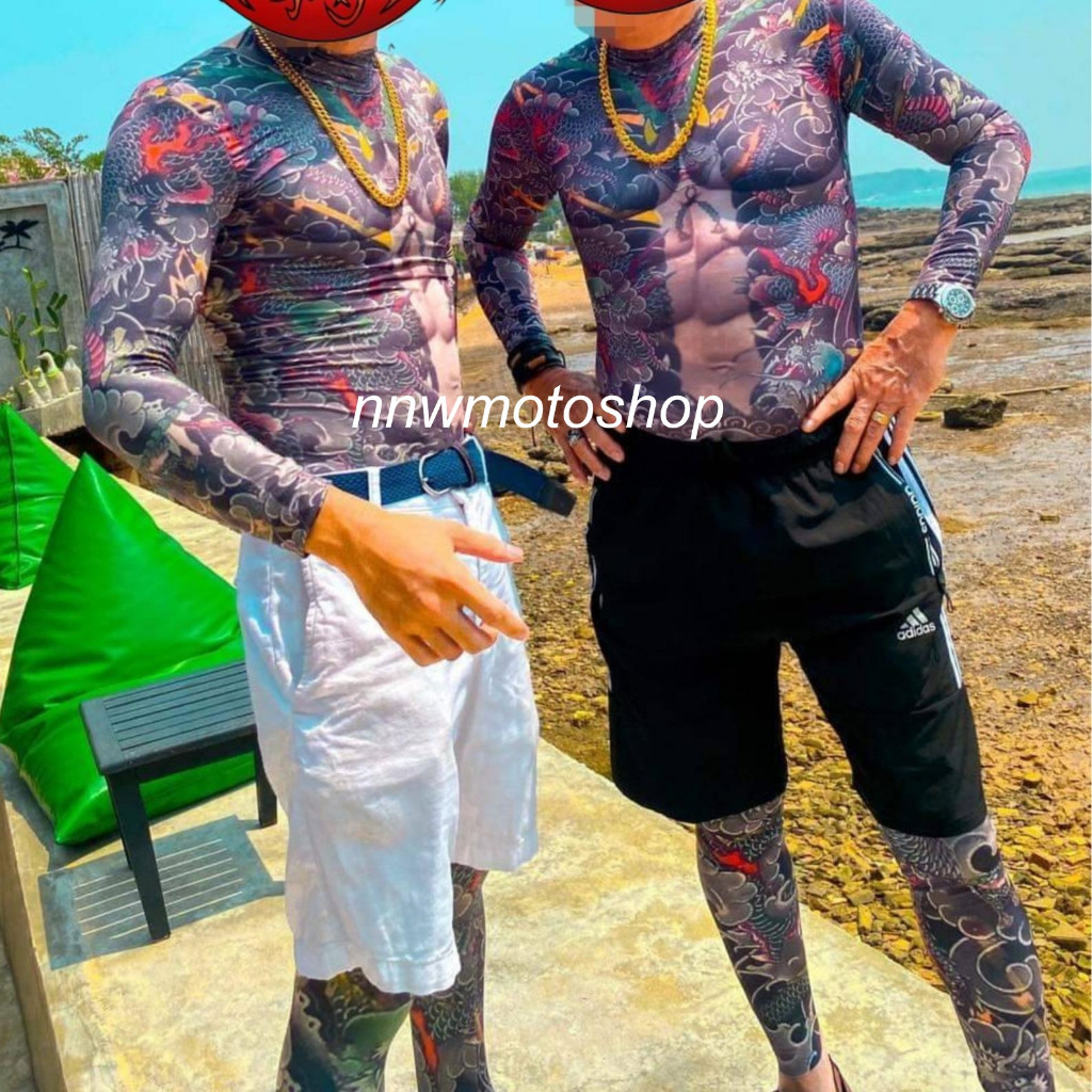 เสือรอยสักแขนยาว  ชุดดำน้ำ เสื้อสักลาย ชุดสักลาย ชุดรอยสัก ยากูซ่า ลายสัก เสื้อรอยสักเต็มตัว แทททู พ