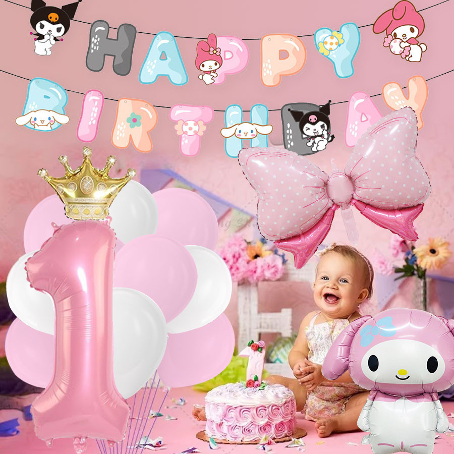 SANRIO 1เซ็ตการ์ตูน ซานริโอ ธีมอะนิเมะ น่ารัก ของฉัน ทํานอง บอลลูนที่มี32นิ้วจํานวน1 ~ 9สําหรับเด็กสุขสันต์วันเกิดพรรคตกแต่งเด็กของขวัญทารกอาบน
