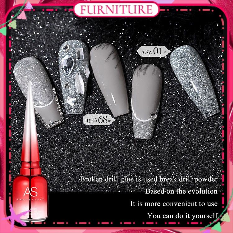 ♕ As Broken Diamond Nail Polish Gel Burst Flash Crystal Diamond Powder Phototherapy Glue Nail Art St