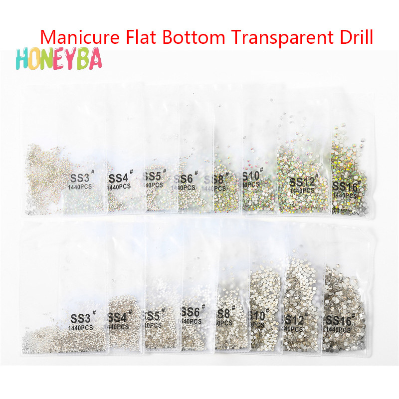 <Honeyba> 1440 ชิ้นคริสตัลเล็บหิน Flatback Rhinestones สําหรับเล็บ DIY เล็บ Nice