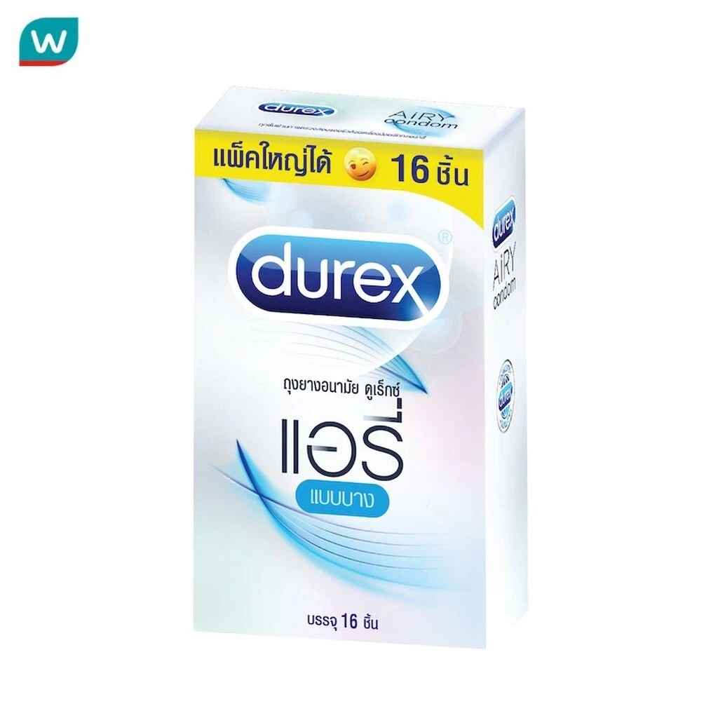 Durex ถุงยางอนามัย ดูเร็กซ์ แอรี่ ขนาด 52 มม. แพ็ค 16 ชิ้น
